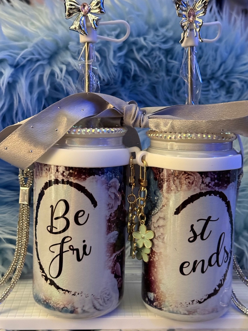 Be Friends Decorative Tumbler Set - Gray Ribbon one for your best friend and you